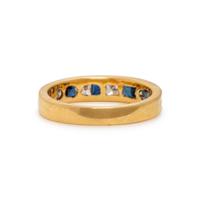 Yellow Gold, Diamond, and Sapphire Ring