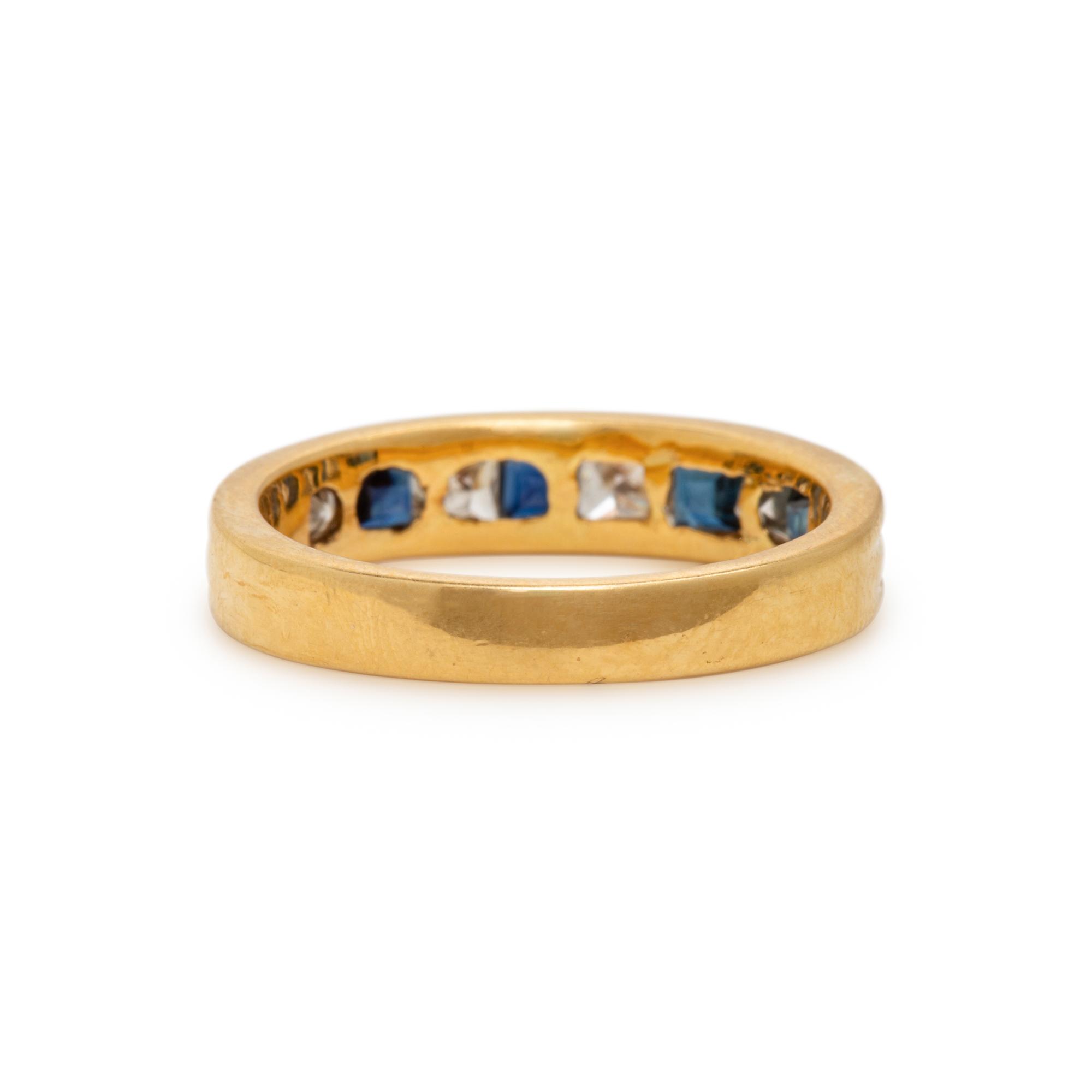 Yellow Gold, Diamond, and Sapphire Ring