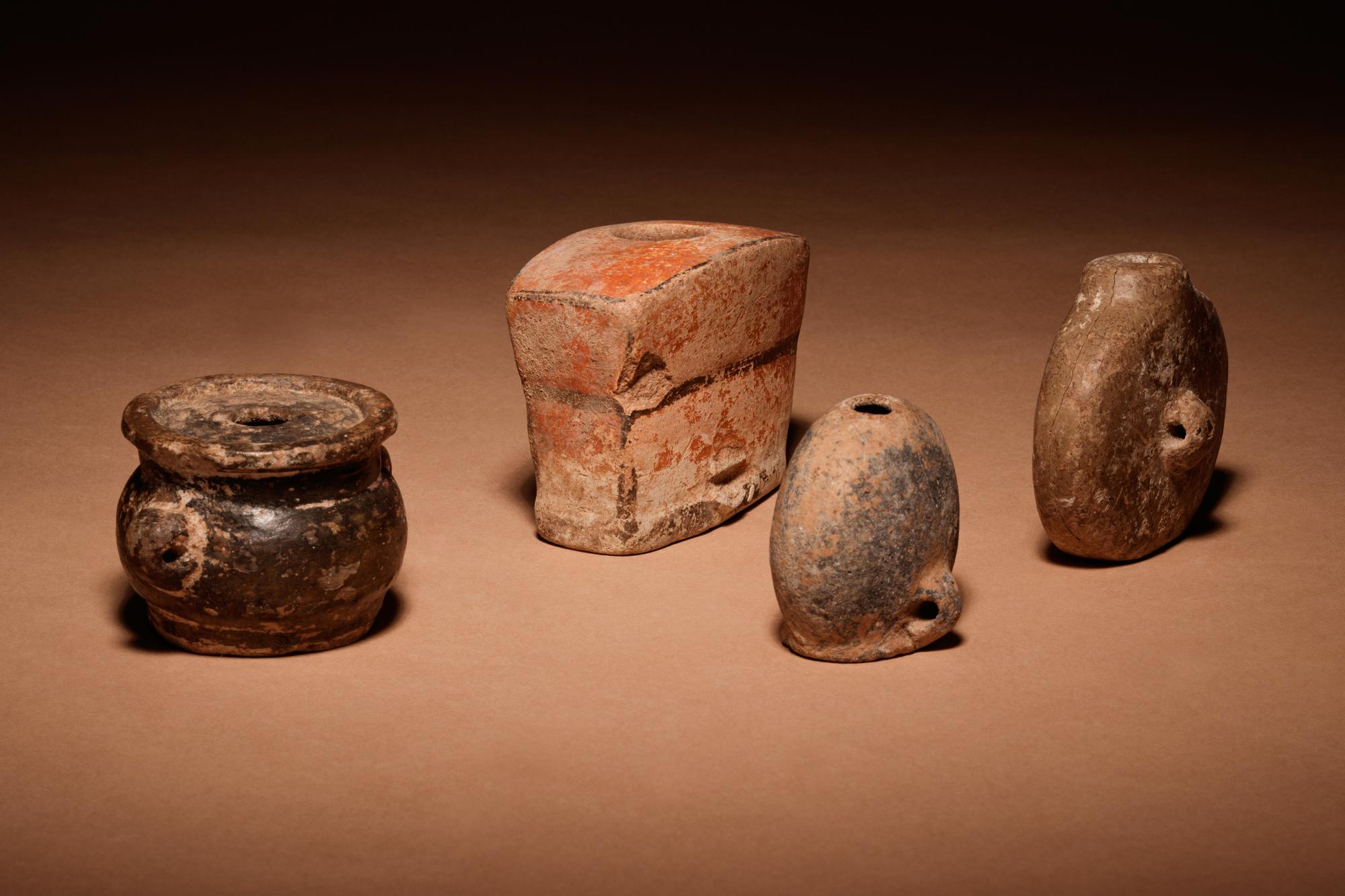 A Group of Four Maya Terracotta Vessels