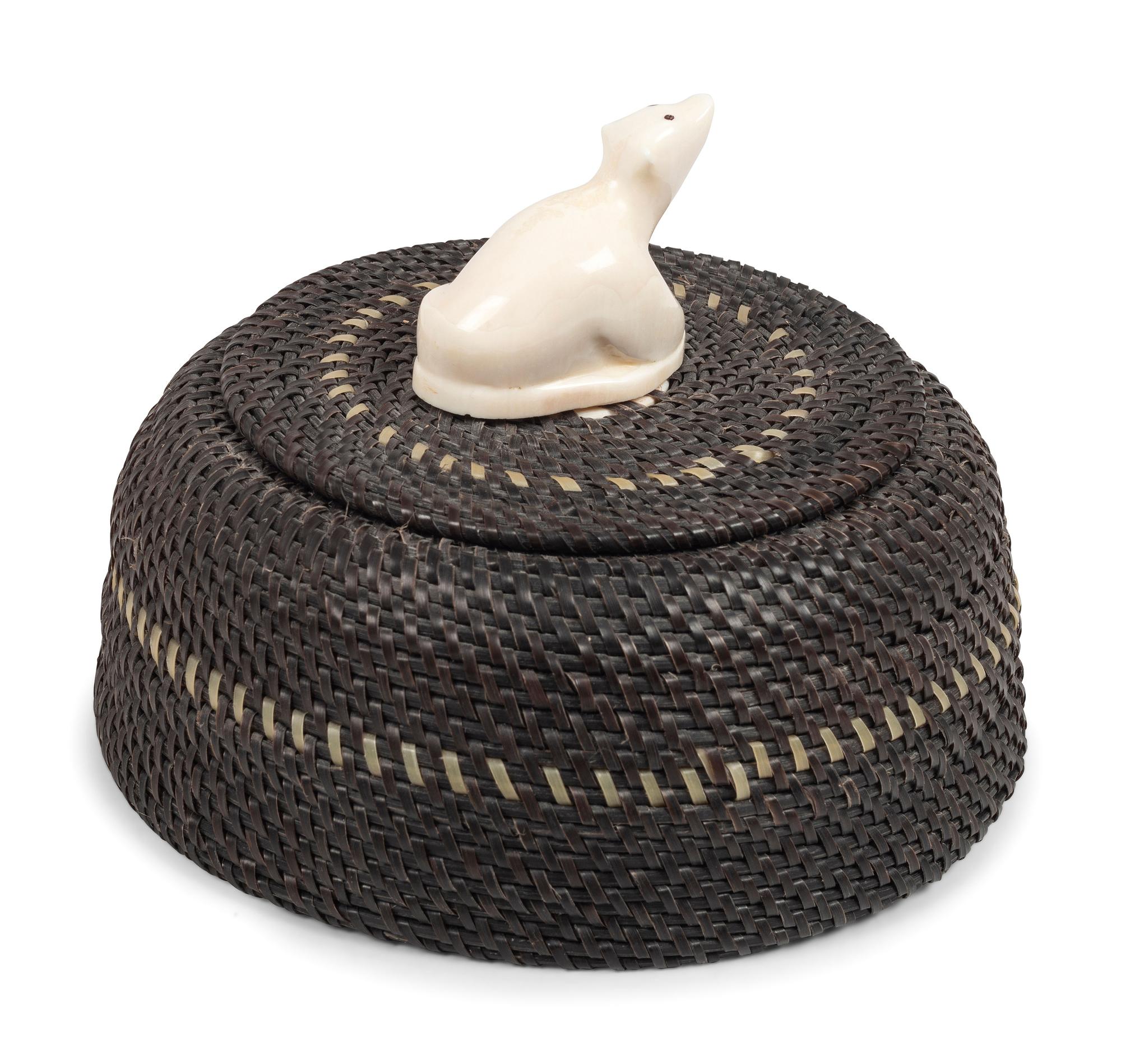 Lidded Baleen Basket, with Polar Bear Final