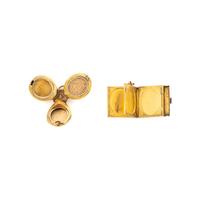 ANTIQUE, TWO YELLOW GOLD MULTI-COMPARTMENT LOCKET PENDANTS