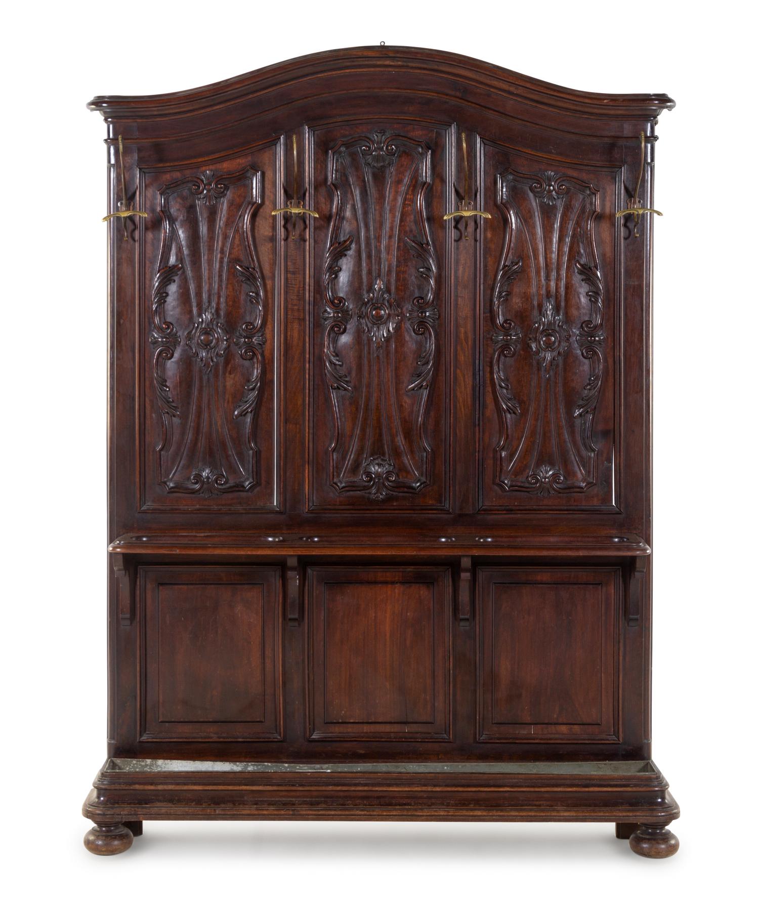 A French Carved Walnut Hall Tree