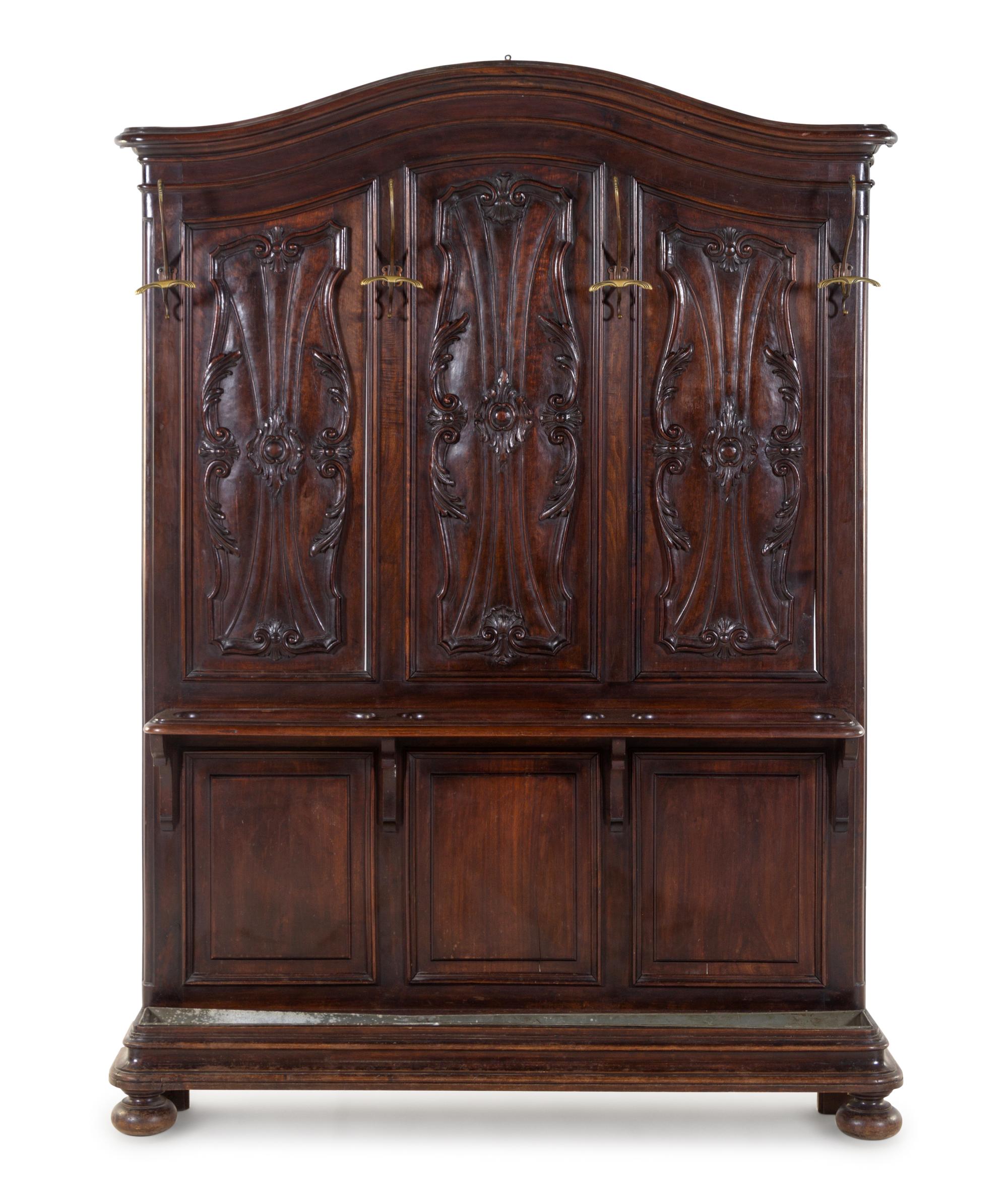A French Carved Walnut Hall Tree