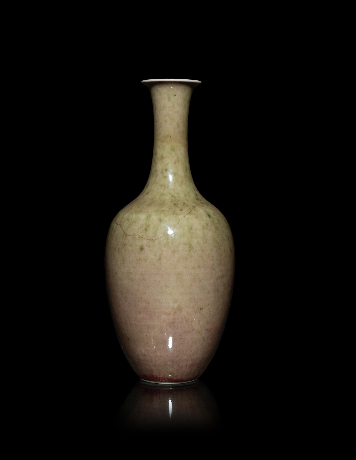 A Chinese Peachbloom Glazed Porcelain Amphora Vase