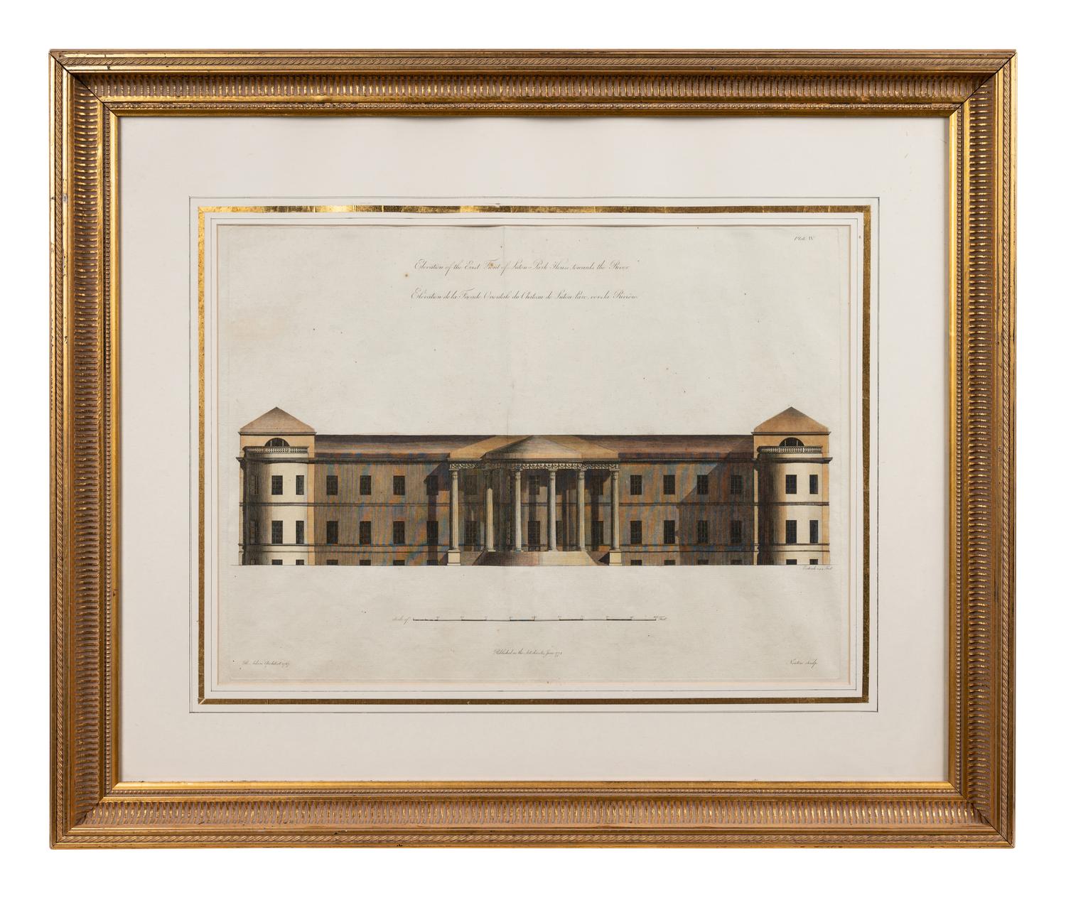 A Collection of Fifteen Engravings with Hand-Coloring of Architectural and Military Scenes