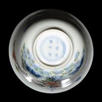 A Chinese Wucai Porcelain 'Month' Cup, Kangxi Mark 康熙款 五彩花神杯