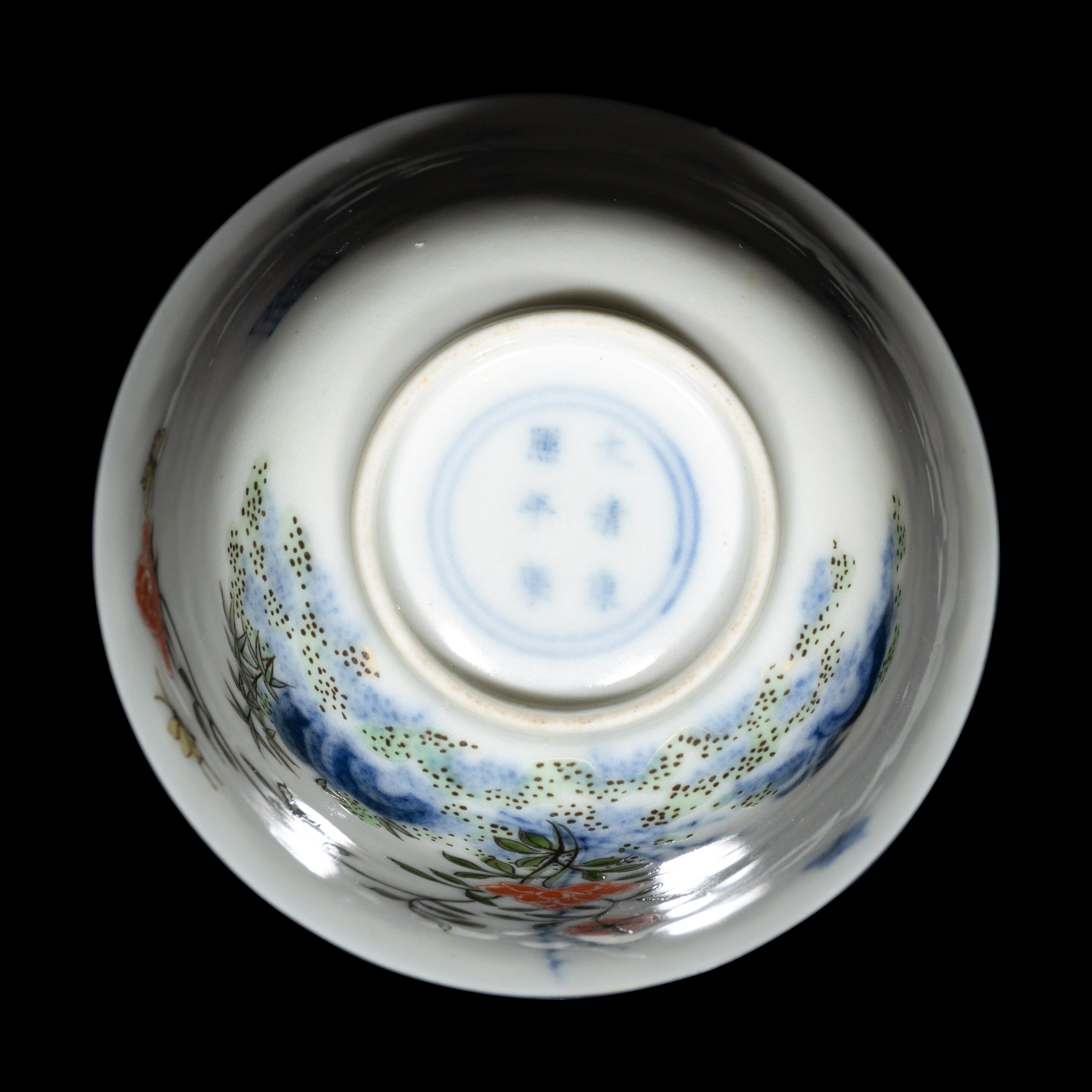 A Chinese Wucai Porcelain 'Month' Cup, Kangxi Mark 康熙款 五彩花神杯