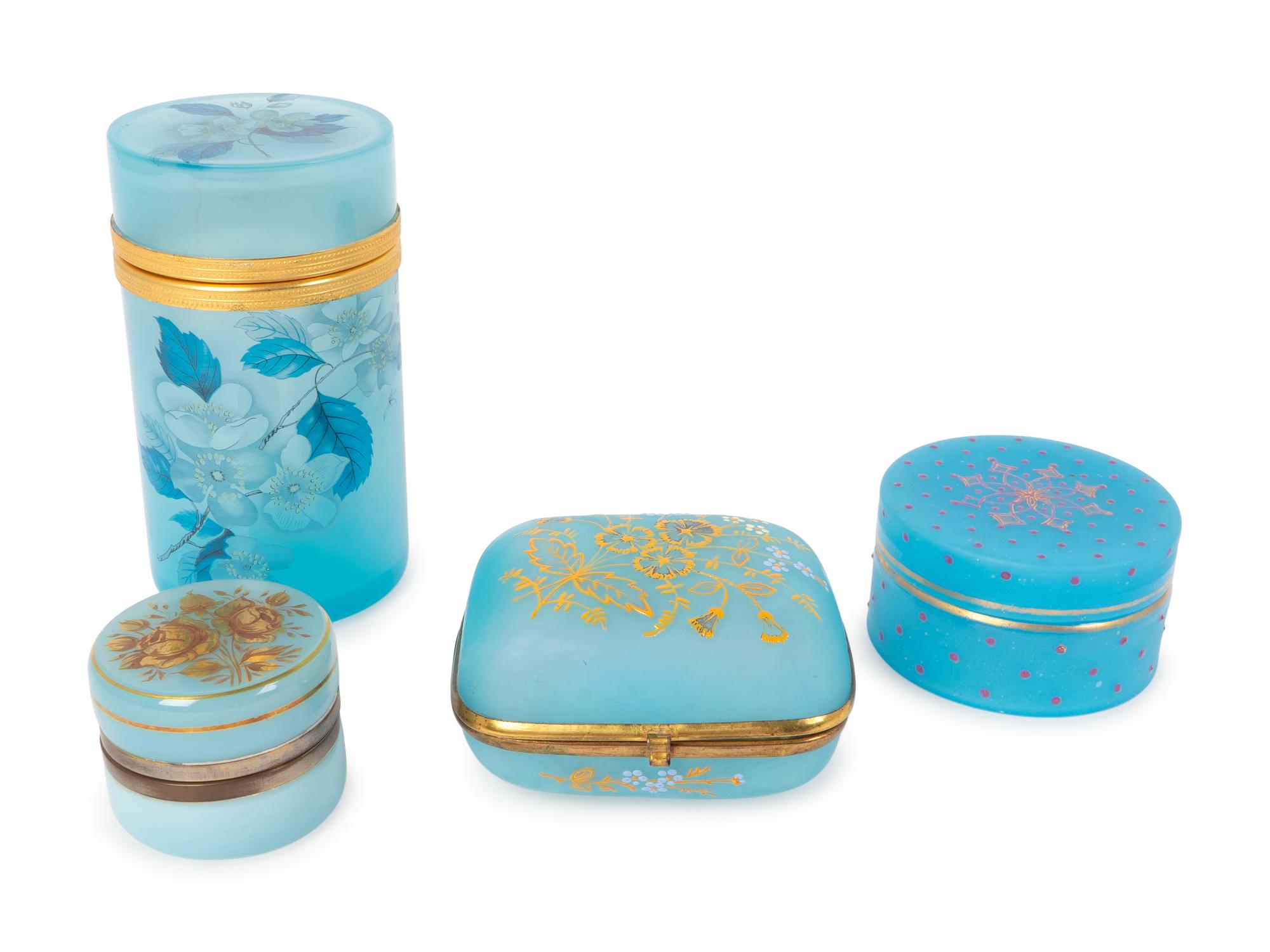A Group of Four Opaline Glass Boxes — 19TH CENTURY