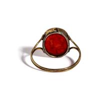 A Neoclassical Carnelian and Gold Finger Ring with a Laurel Branch Offering