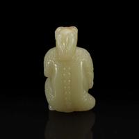 A Chinese Yellowish-pale celadon Jade Mythical Creature 黄玉雕瑞兽
