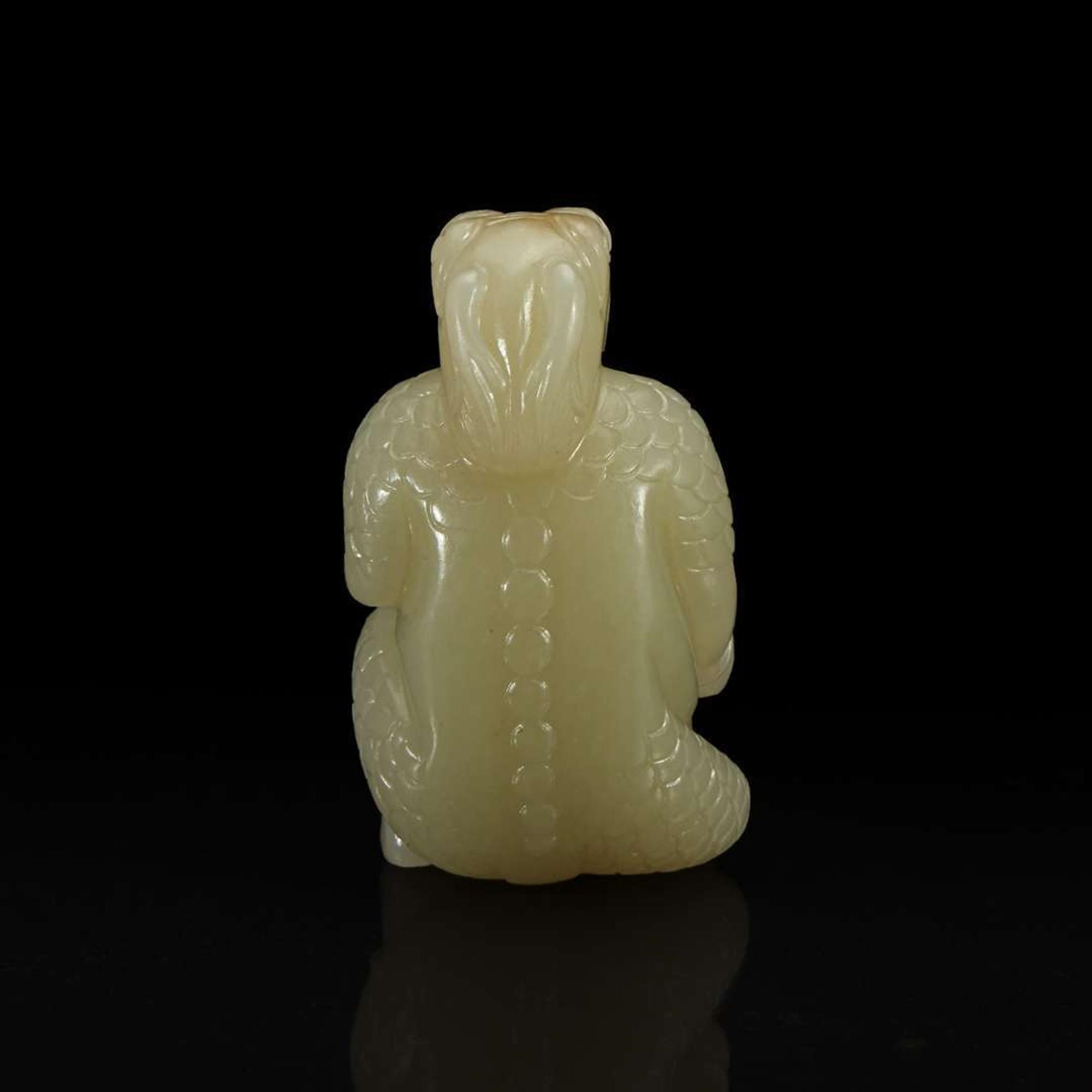 A Chinese Yellowish-pale celadon Jade Mythical Creature 黄玉雕瑞兽