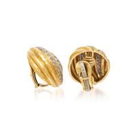 ANDREW CLUNN, HAMMERED GOLD, DIAMOND, AND PLATINUM EARRINGS