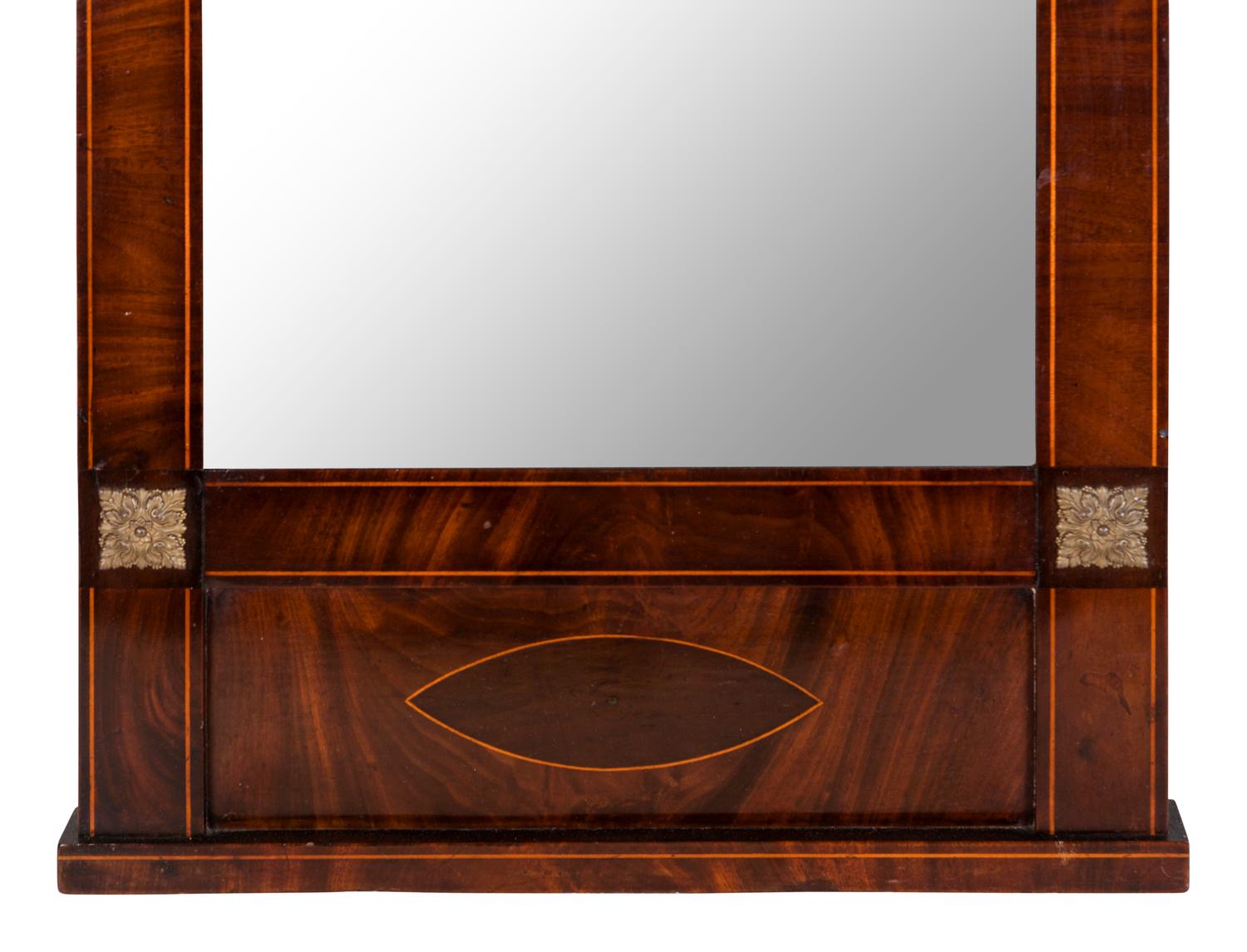 An Empire Style Satinwood Inlaid Mahogany Mirror