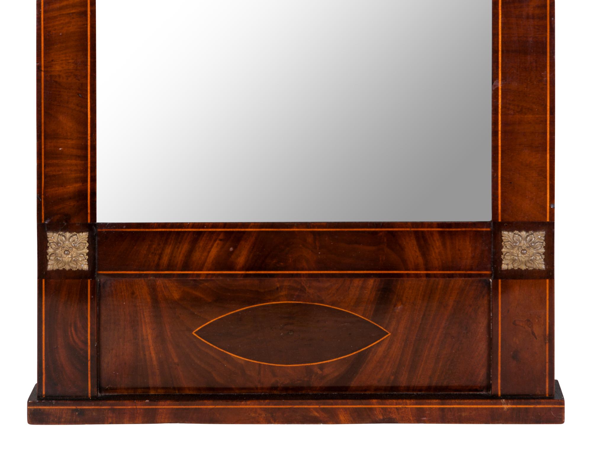 An Empire Style Satinwood Inlaid Mahogany Mirror
