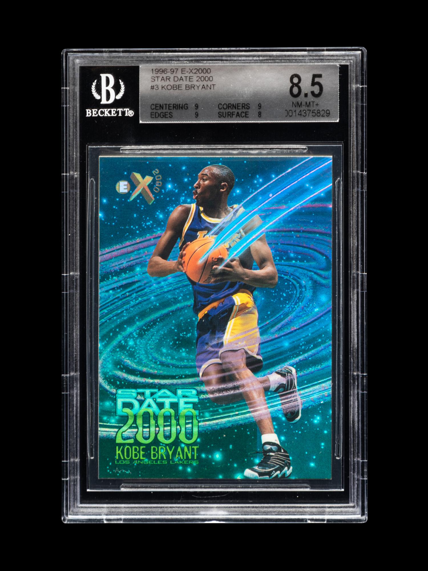 A 1996-97 Skybox E-X2000 Star Date Kobe Bryant Rookie Basketball Card No. 3 (BGS 8.5 NM-MT+)