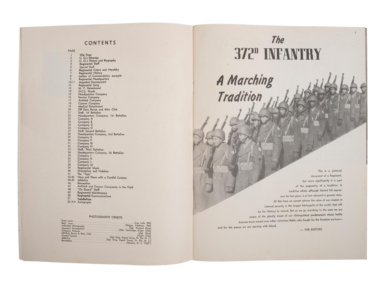 [WORLD WAR II]. On Guard! Regimental history of the 372nd Infantry. 1944.