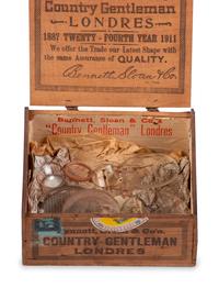 A collection of lenses and glass samples with manuscript notes addressed to Henry Fitz, New York, found in the workshop of George W. Fitz, Peconic, New York.