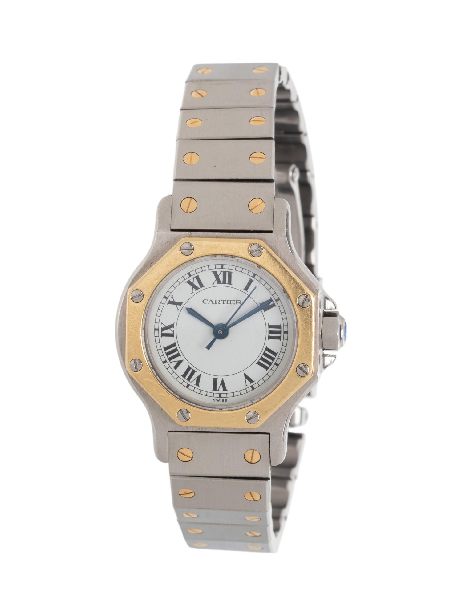 CARTIER, STAINLESS STEEL AND YELLOW GOLD 'SANTOS RONDE' WATCH