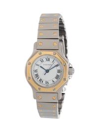 CARTIER, STAINLESS STEEL AND YELLOW GOLD 'SANTOS RONDE' WATCH