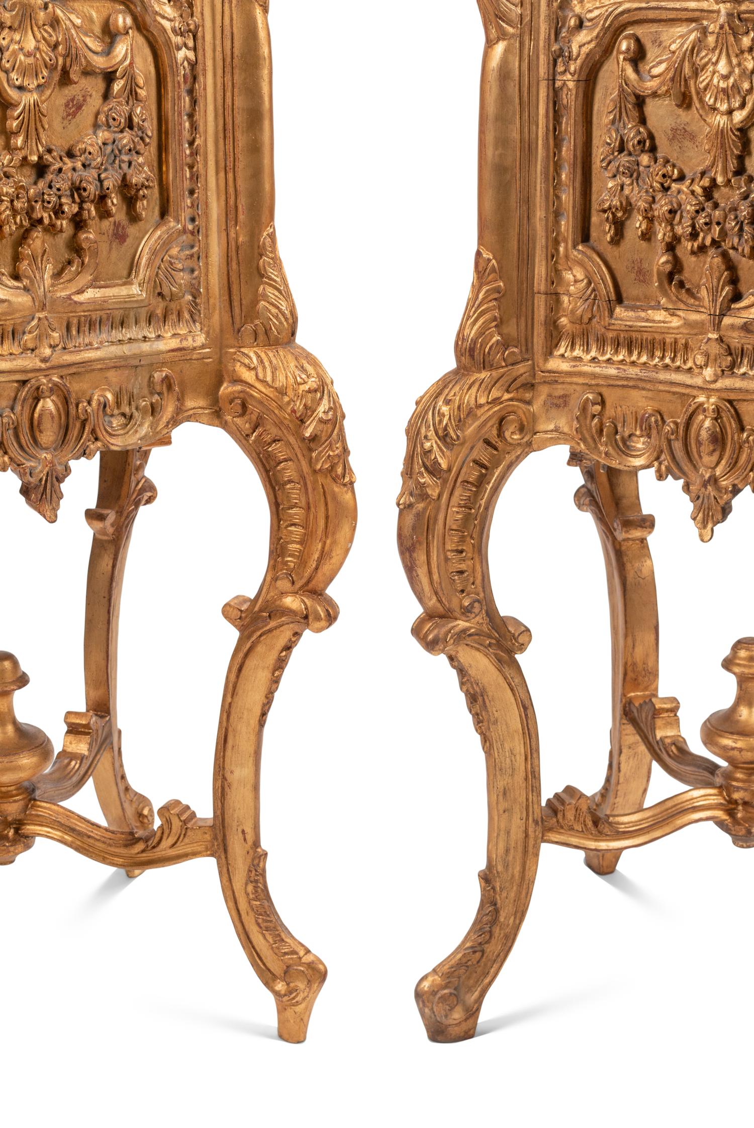 A Pair of Louis XV Style Giltwood Jardinière Stands