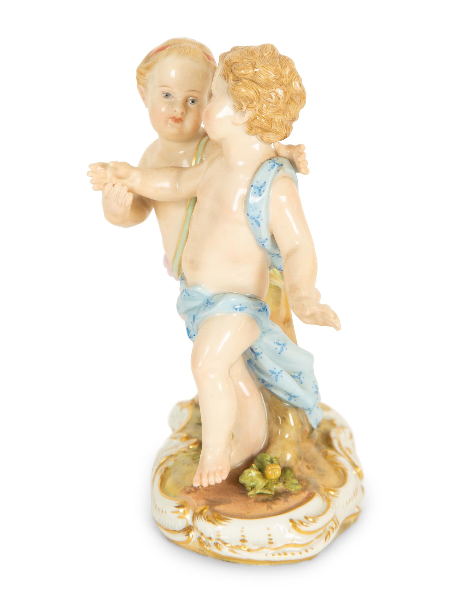 A Meissen Porcelain Figural Group of Two Putti — 19th Century