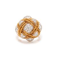 BICOLOR GOLD AND DIAMOND BOMBE RING