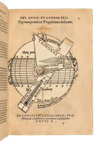 APIANUS, Petrus (Pieter Bienewitz, 1495-1552) and Reiner GEMMA FRISIUS (1508-1555). Cosmographia, sive descriptio universi orbis. - GEMMA FRISIUS. Usus annuli astronomici.- De radio astronomico & geometrico liber. -De astrolabo catholico liber. [And other tracts by various authors, edited by Gemma Frisius]. Antwerp: Joannis Withagius for Jean Bellere, 1584.