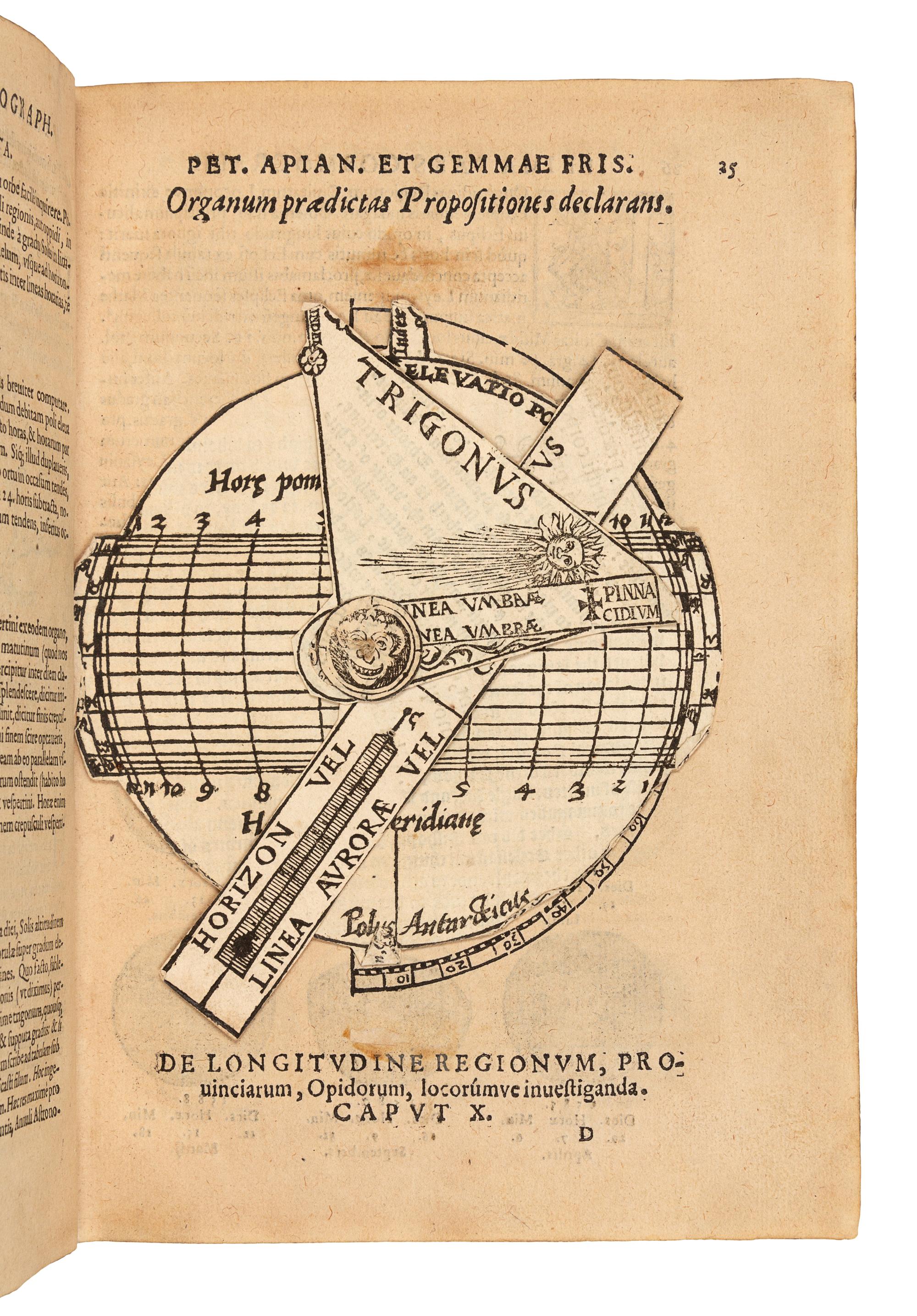 APIANUS, Petrus (Pieter Bienewitz, 1495-1552) and Reiner GEMMA FRISIUS (1508-1555). Cosmographia, sive descriptio universi orbis. - GEMMA FRISIUS. Usus annuli astronomici.- De radio astronomico & geometrico liber. -De astrolabo catholico liber. [And other tracts by various authors, edited by Gemma Frisius]. Antwerp: Joannis Withagius for Jean Bellere, 1584.