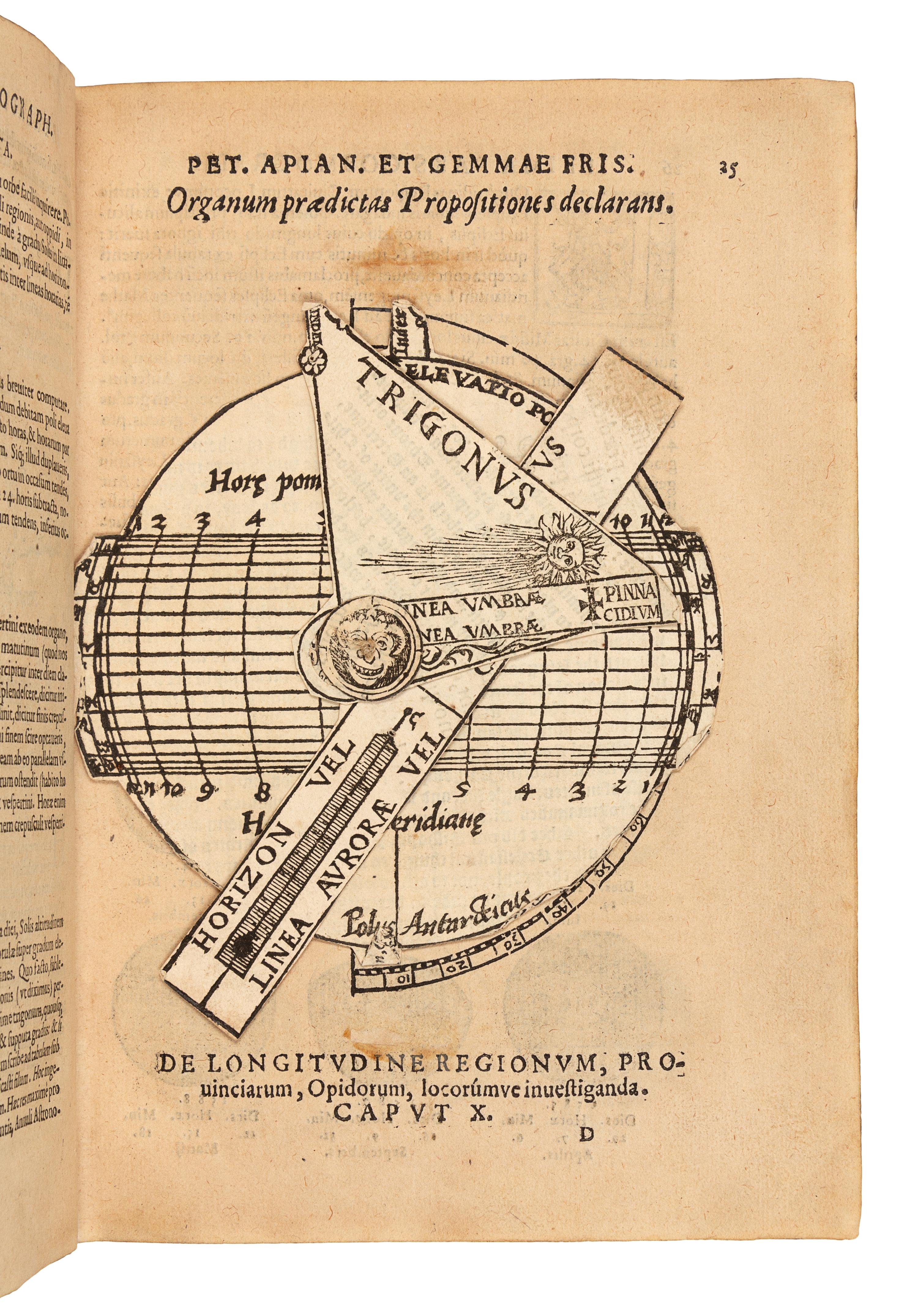 APIANUS, Petrus (Pieter Bienewitz, 1495-1552) and Reiner GEMMA FRISIUS (1508-1555). Cosmographia, sive descriptio universi orbis. - GEMMA FRISIUS. Usus annuli astronomici.- De radio astronomico & geometrico liber. -De astrolabo catholico liber. [And other tracts by various authors, edited by Gemma Frisius]. Antwerp: Joannis Withagius for Jean Bellere, 1584.