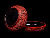A Chinese Carved Red Lacquer Circular Covered Box