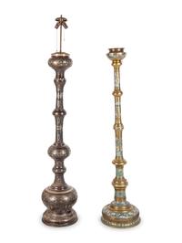 Two Japanese Champlevé Floor Lamp Stands