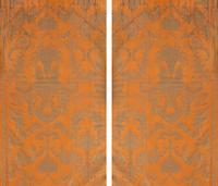 Two Pairs of Fortuny Printed Cotton Lamballe Pattern Drapes — 20TH CENTURY