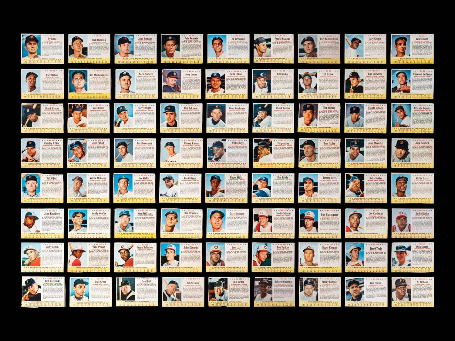 A Near Set of 1963 Post Cereal Baseball Cards (198/200) Including Mickey Mantle, Multiple Hall of Famers and Short Prints
