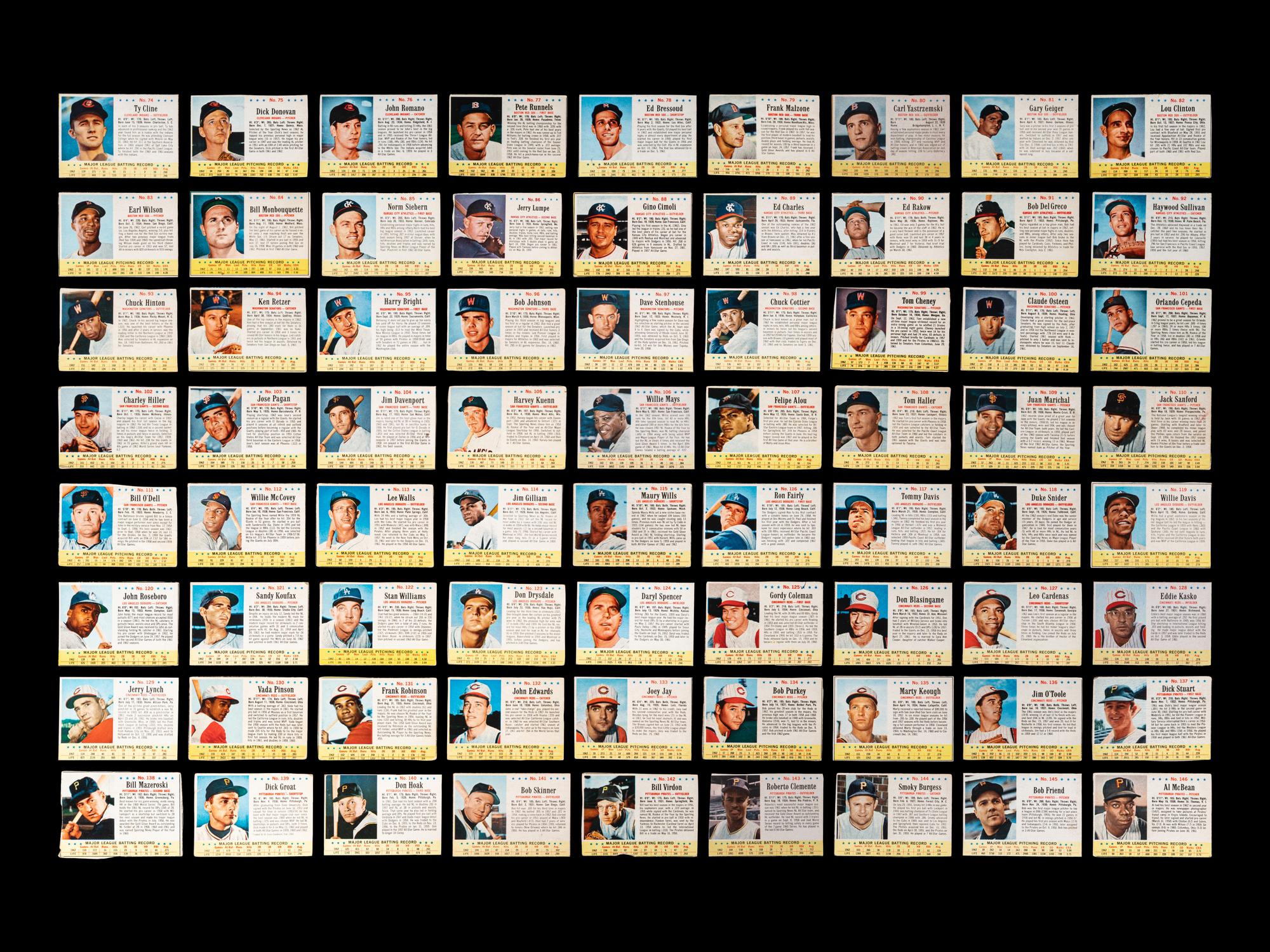 A Near Set of 1963 Post Cereal Baseball Cards (198/200) Including Mickey Mantle, Multiple Hall of Famers and Short Prints