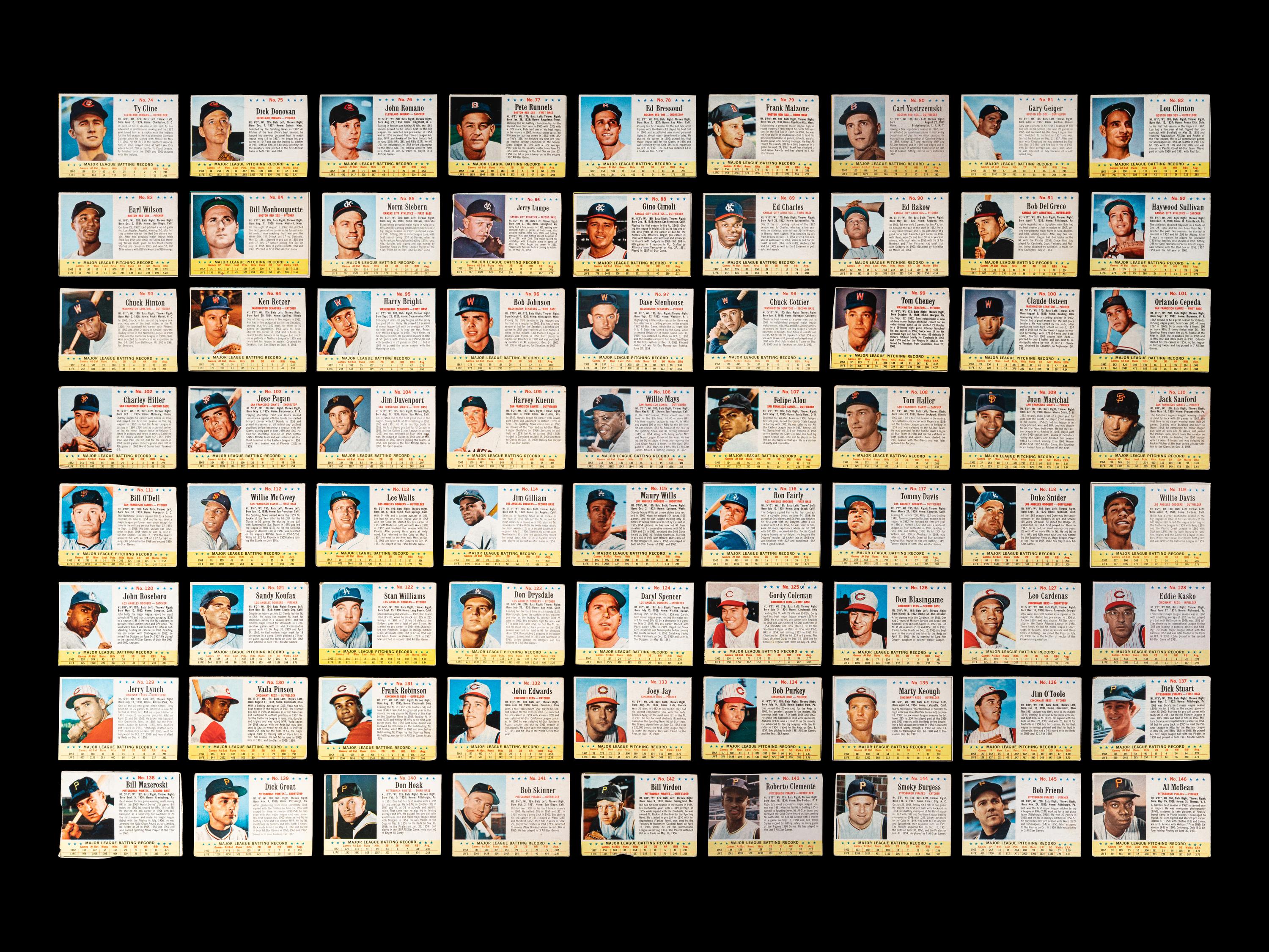 A Near Set of 1963 Post Cereal Baseball Cards (198/200) Including Mickey Mantle, Multiple Hall of Famers and Short Prints