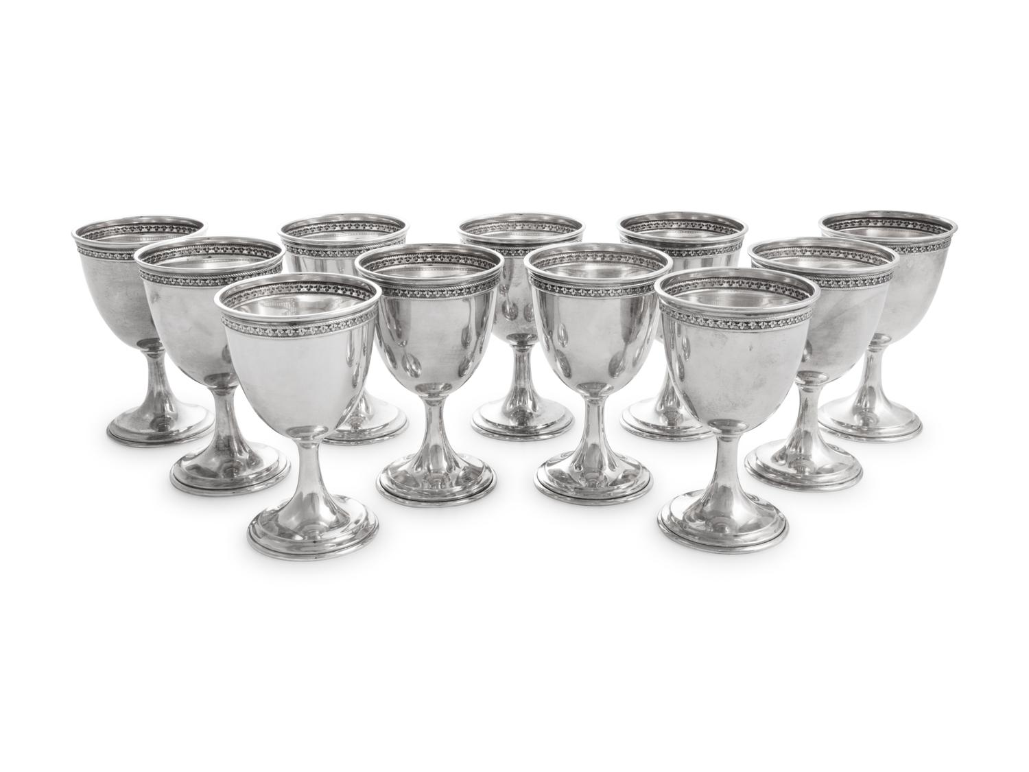 A Set of Twelve American Silver Goblets
