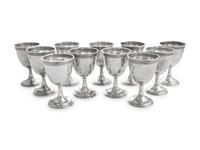 A Set of Twelve American Silver Goblets