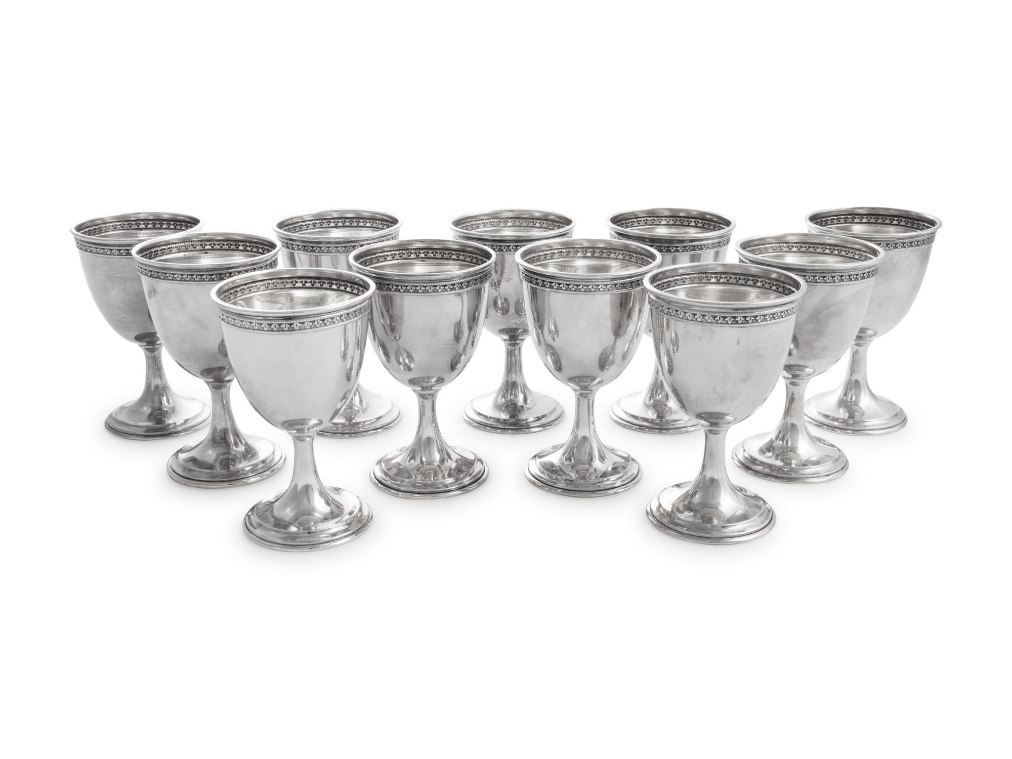 A Set of Twelve American Silver Goblets