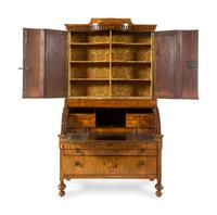 A German or Austrian Marquetry Cylinder Bureau