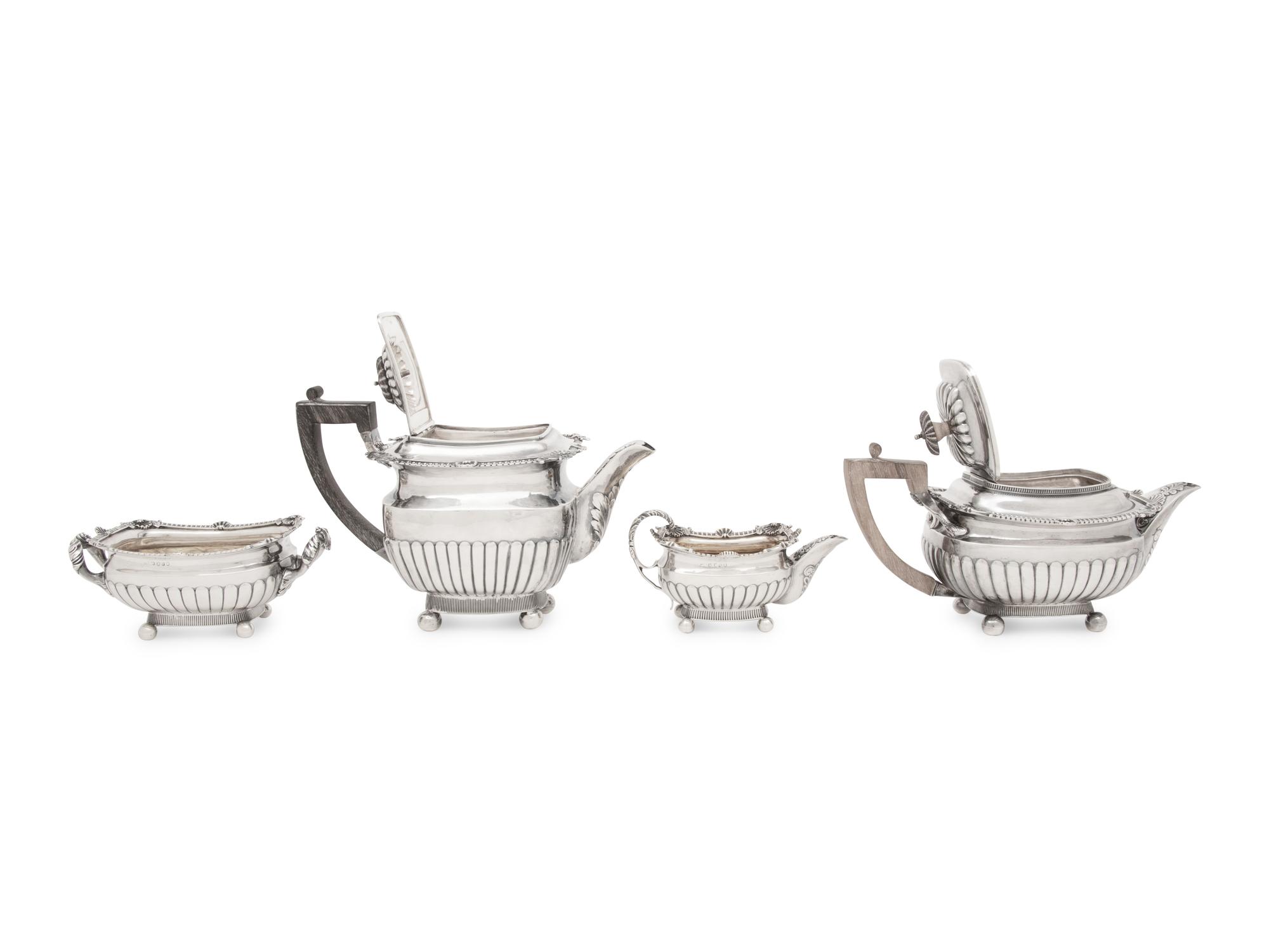 An Assembled George III Silver Four-Piece Tea and Coffee Service