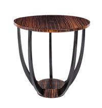 An Art Deco Style Calamander Veneered End Table Height 25 5/8 x diameter 26 inches.
