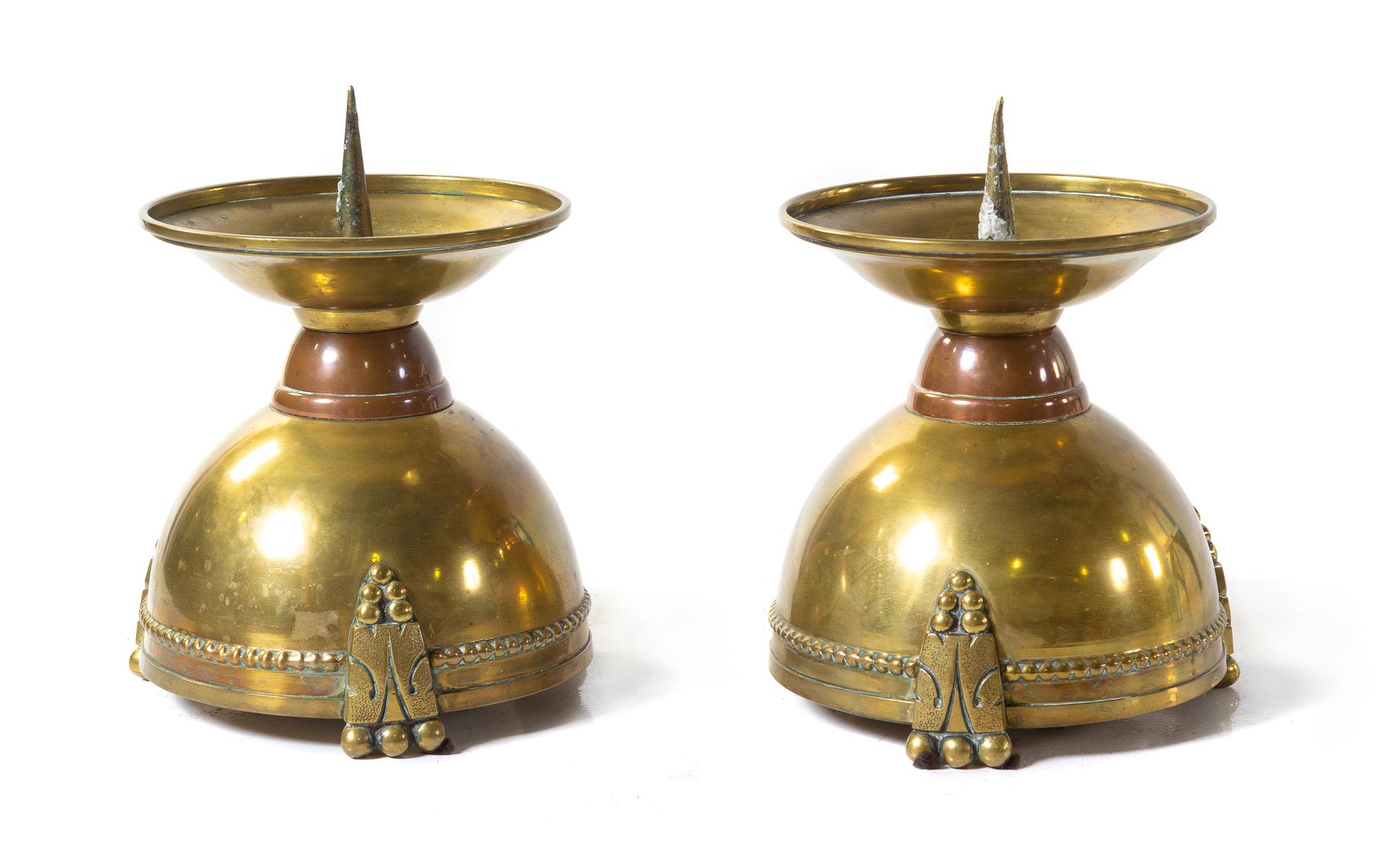 A Pair of Brass Pricket Sticks