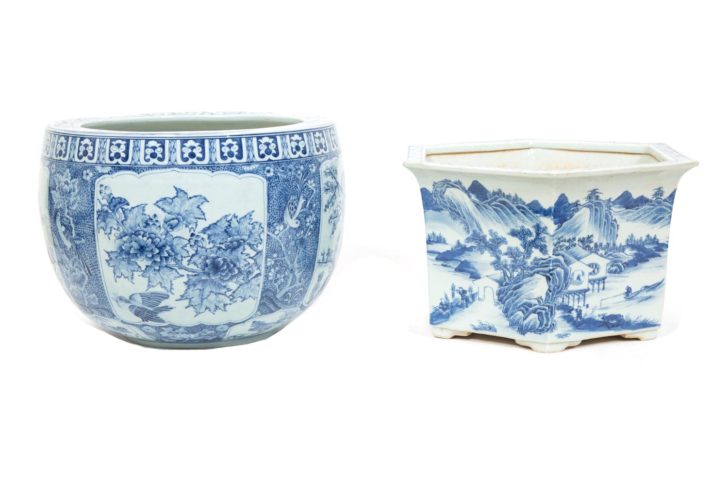 Two Chinese Blue and White Porcleain Jardini è res
