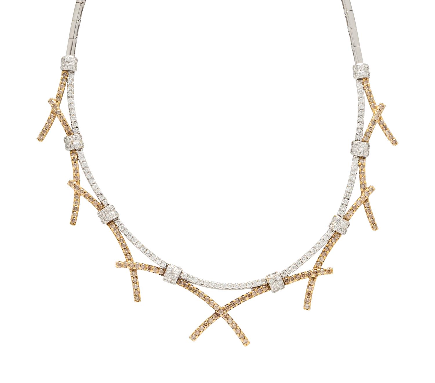COLORED DIAMOND, DIAMOND, AND WHITE GOLD NECKLACE