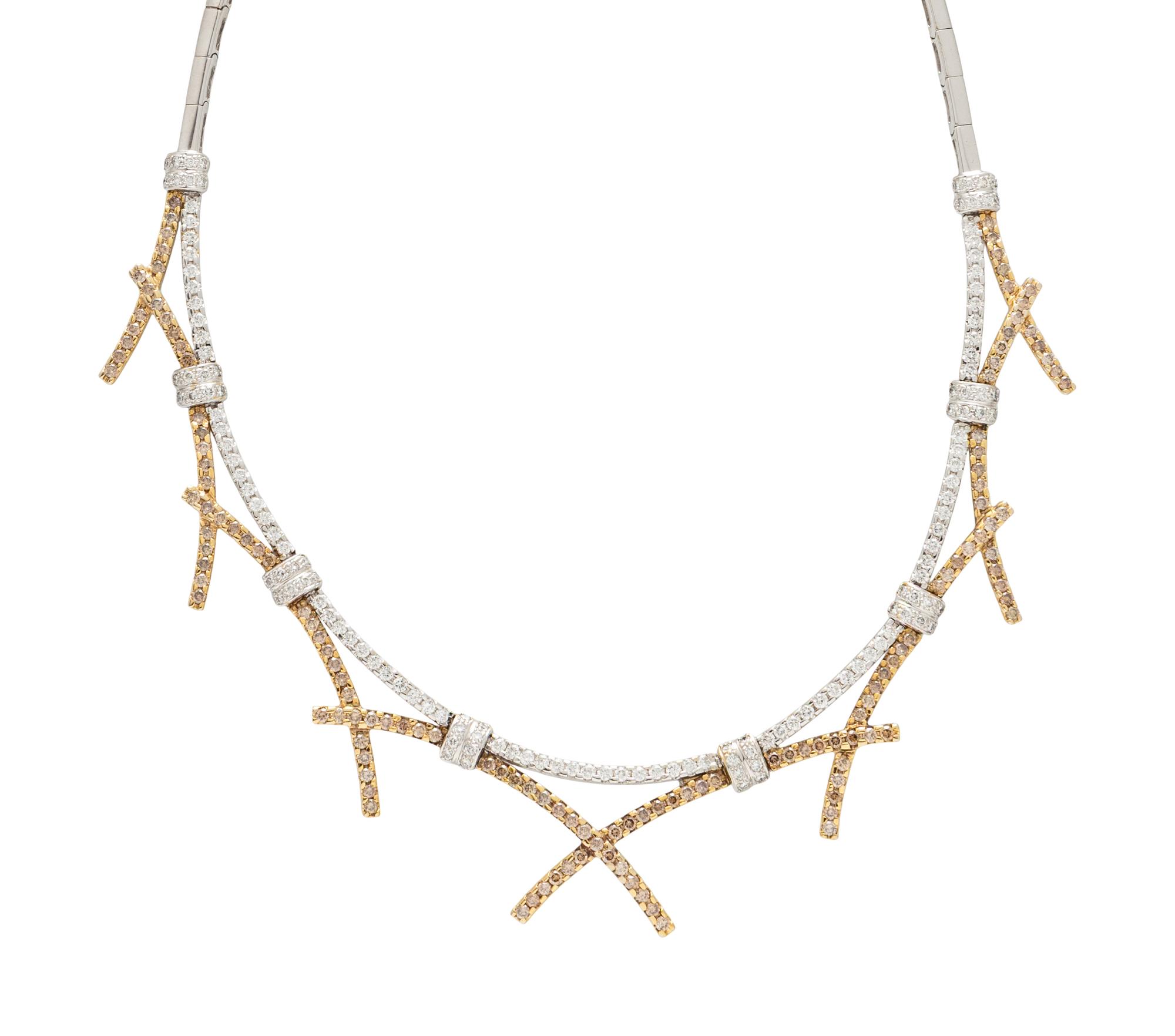 COLORED DIAMOND, DIAMOND, AND WHITE GOLD NECKLACE