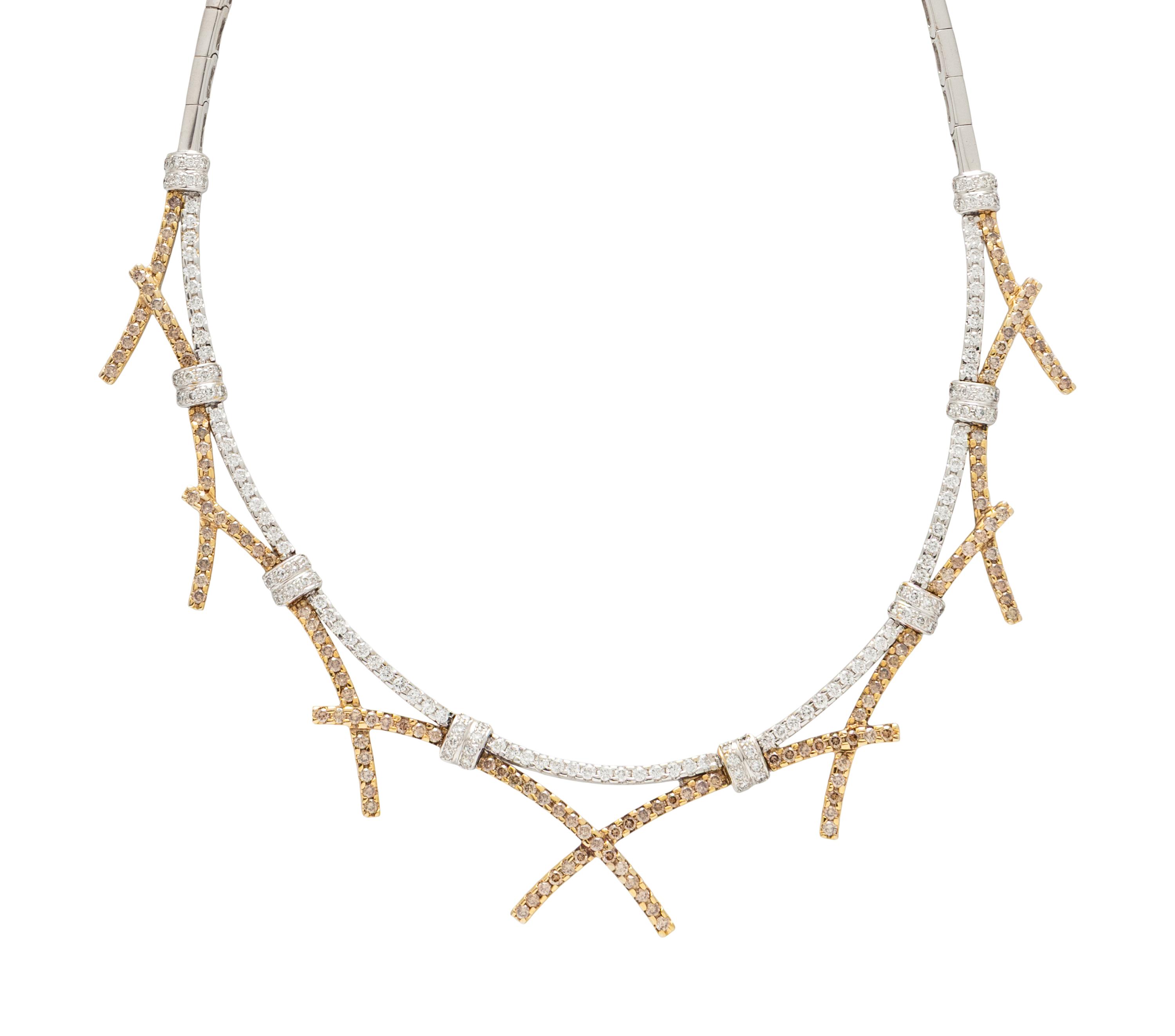 COLORED DIAMOND, DIAMOND, AND WHITE GOLD NECKLACE