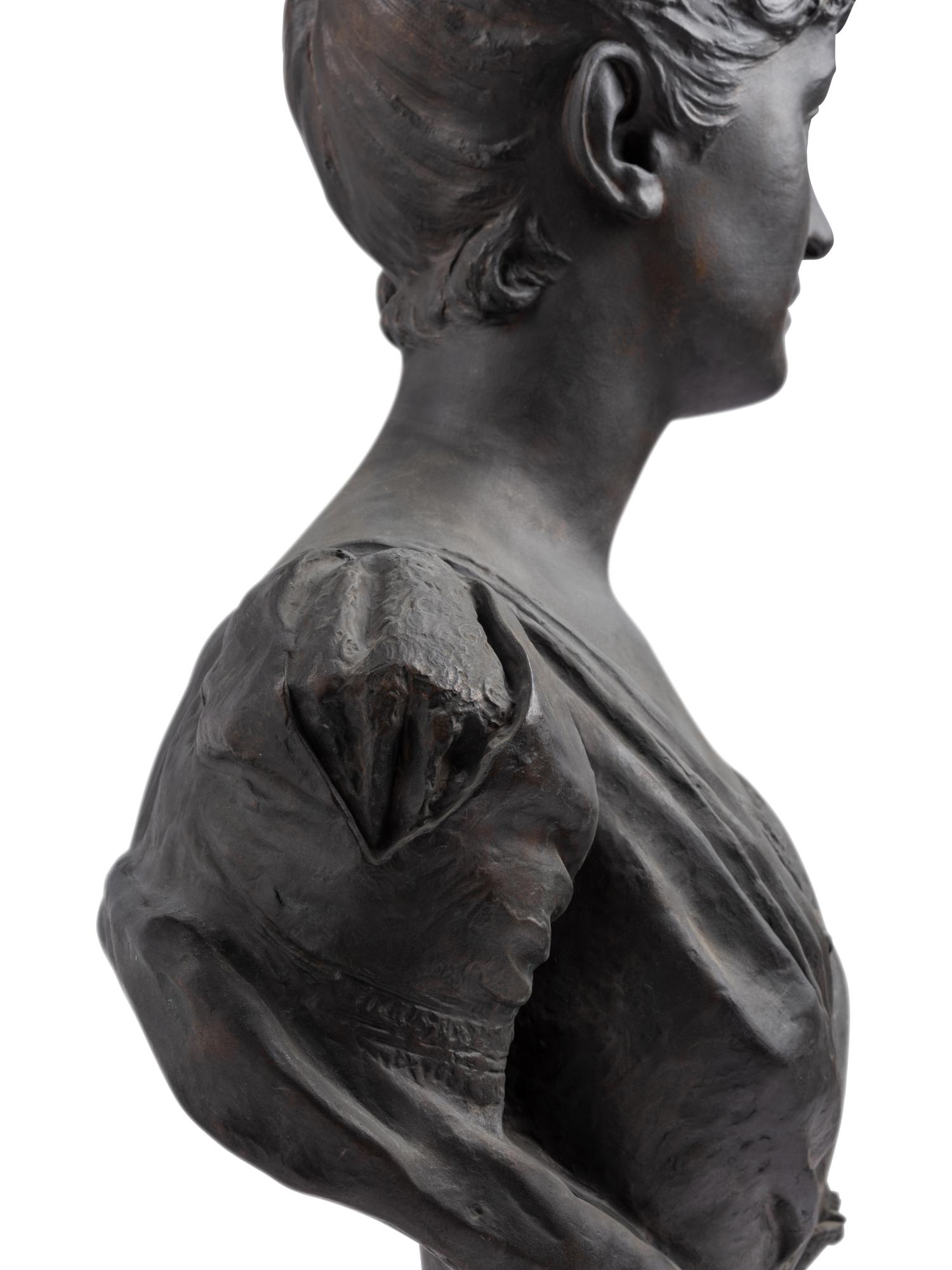 Bronze Bust of Bertha Palmer Made by The Henry-Bonnnard Bronze Company, 1887
