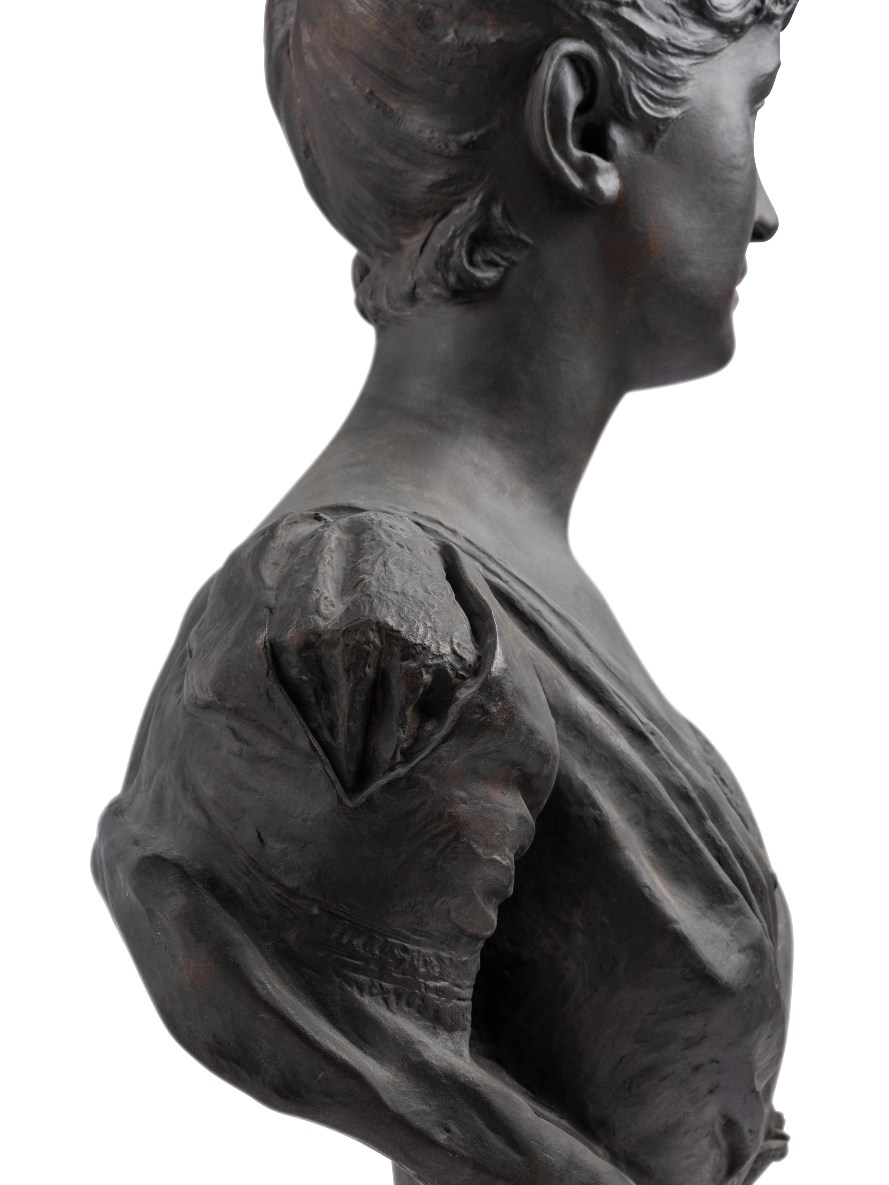 Bronze Bust of Bertha Palmer Made by The Henry-Bonnnard Bronze Company, 1887