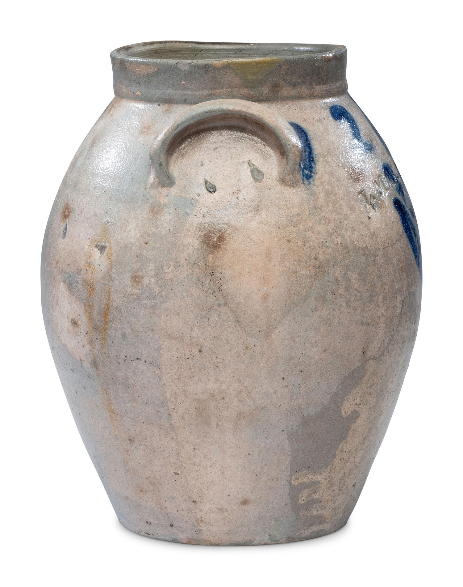 An L. Marsilliot Two-Gallon Cobalt Decorated Stoneware Jug