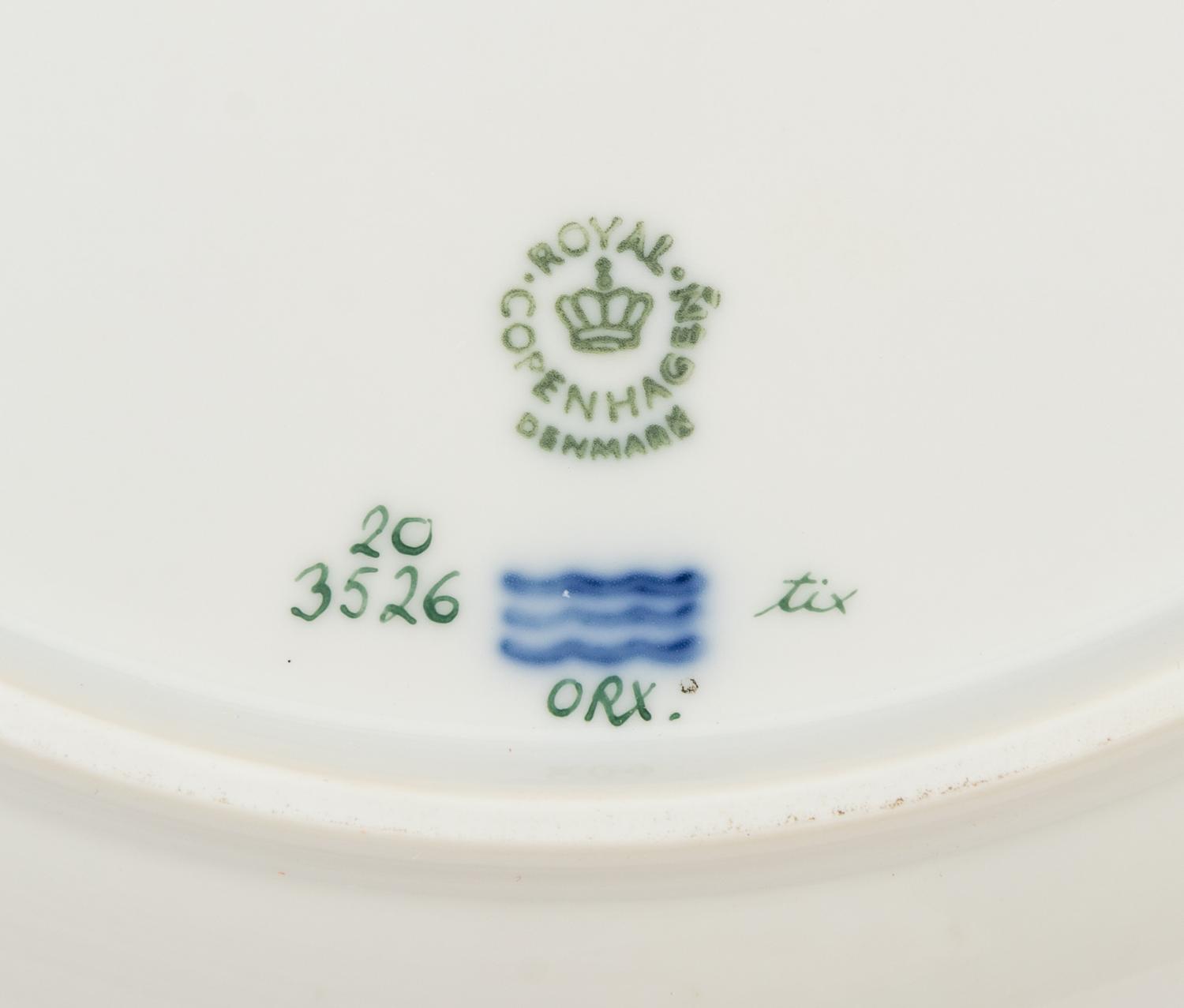A Set of Twelve Royal Copenhagen Flora Danica Dinner Plates